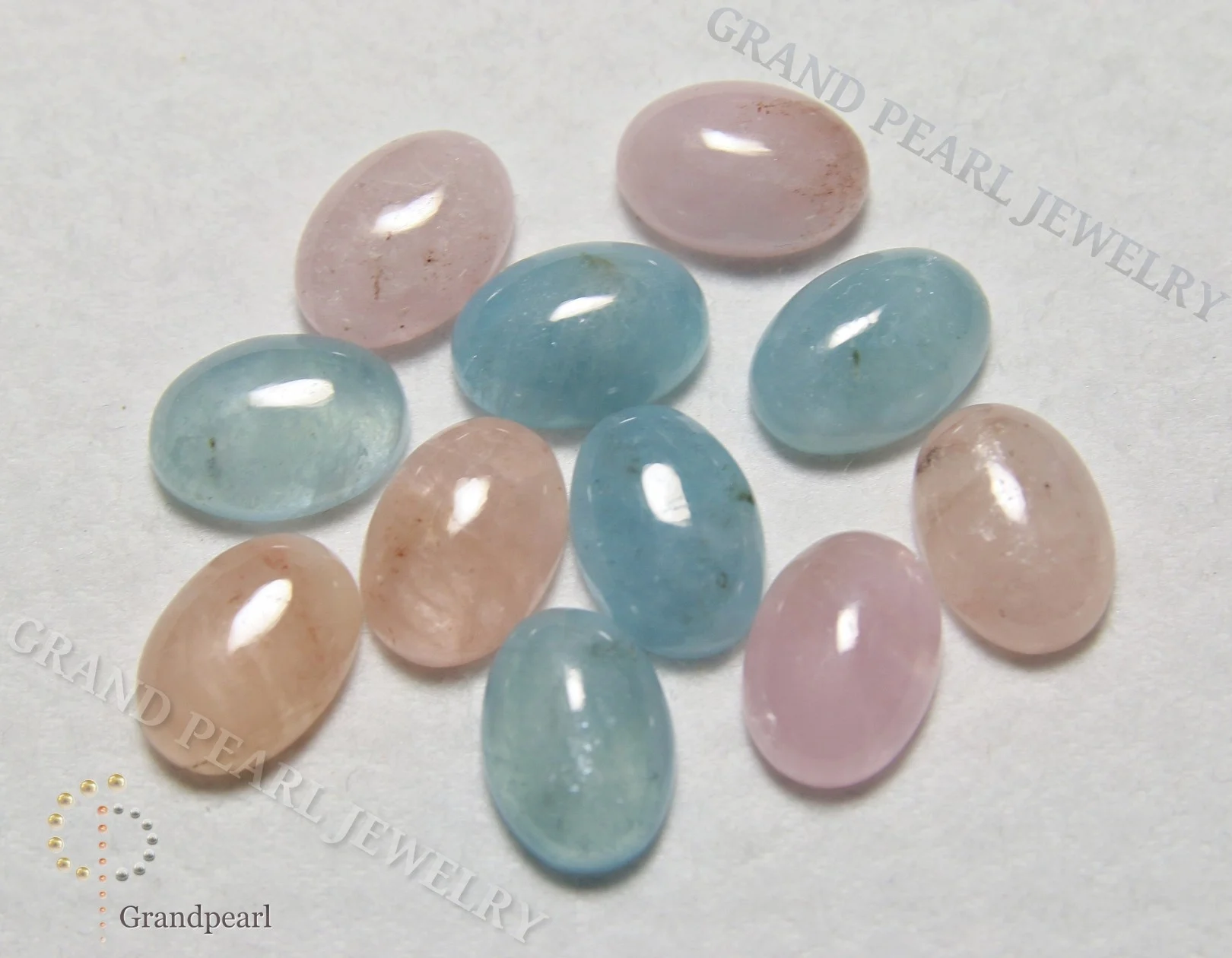 Aquamarine & Morganite - 10x14mm Oval Cabochon, Loose Gemstone