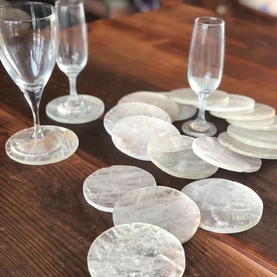 best selling crystal wholesale natural  WHITE AGATE  coaster for healing meditation metaphysical home decor gemstone coaster