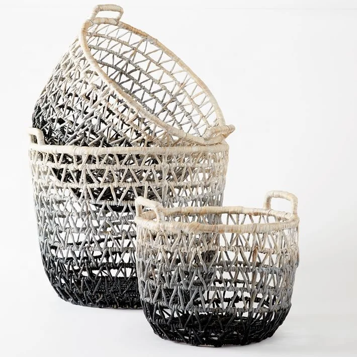 Nice design set of 4 foldable water hyacinth baskets foldable storage baskets from Vietnam