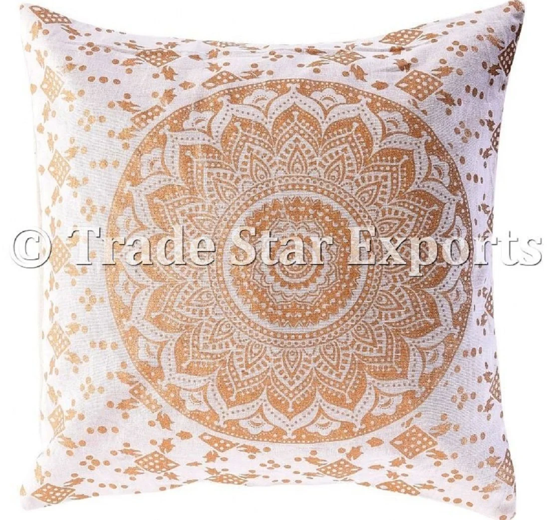 Indian Mandala Cushion Cover Ethnic Cotton Fabric Printed Pillow Cover