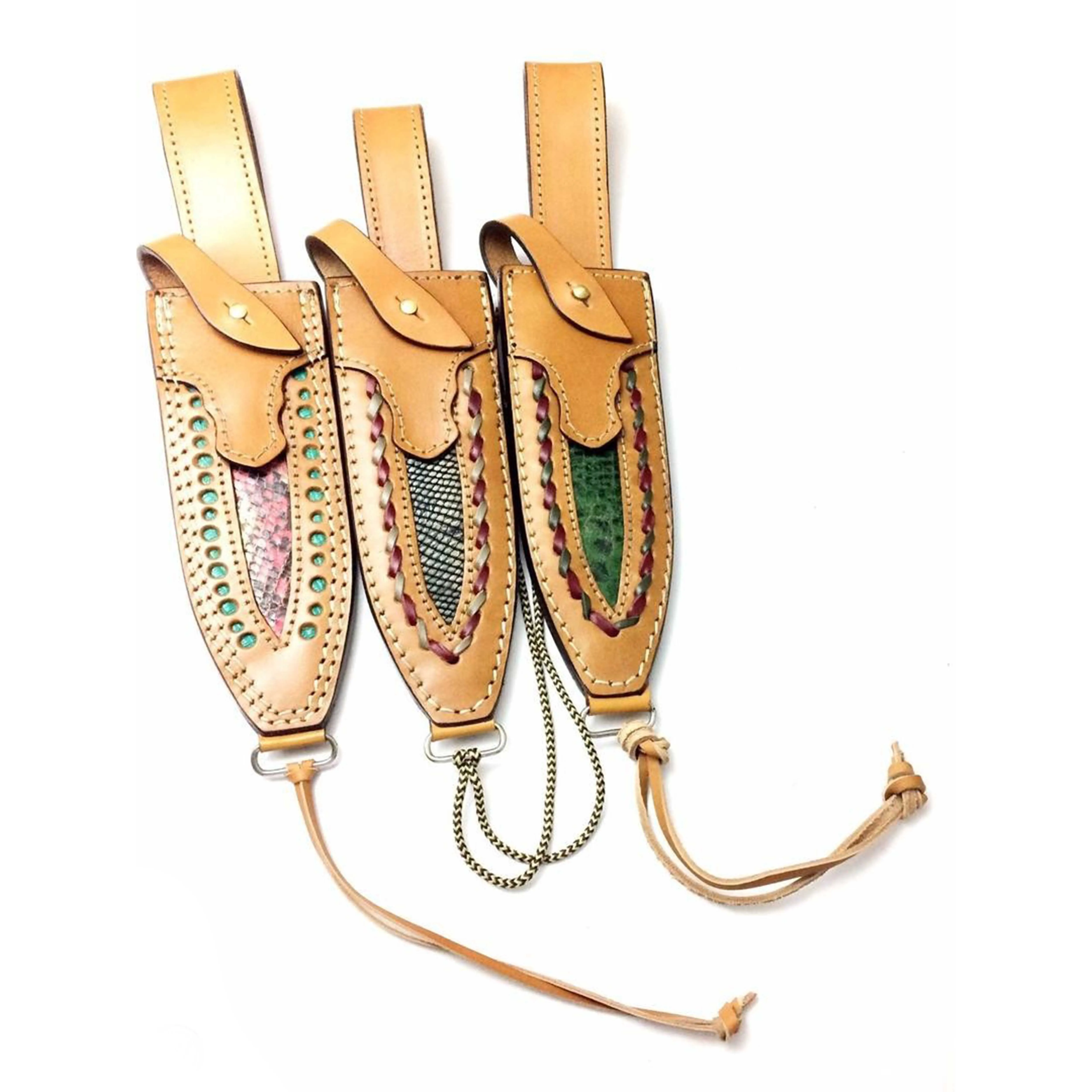 4 PCS Low Price Product New Style Rich Grain Hand Stamped Leather Sheath for fixed Blade Double Edge Knives