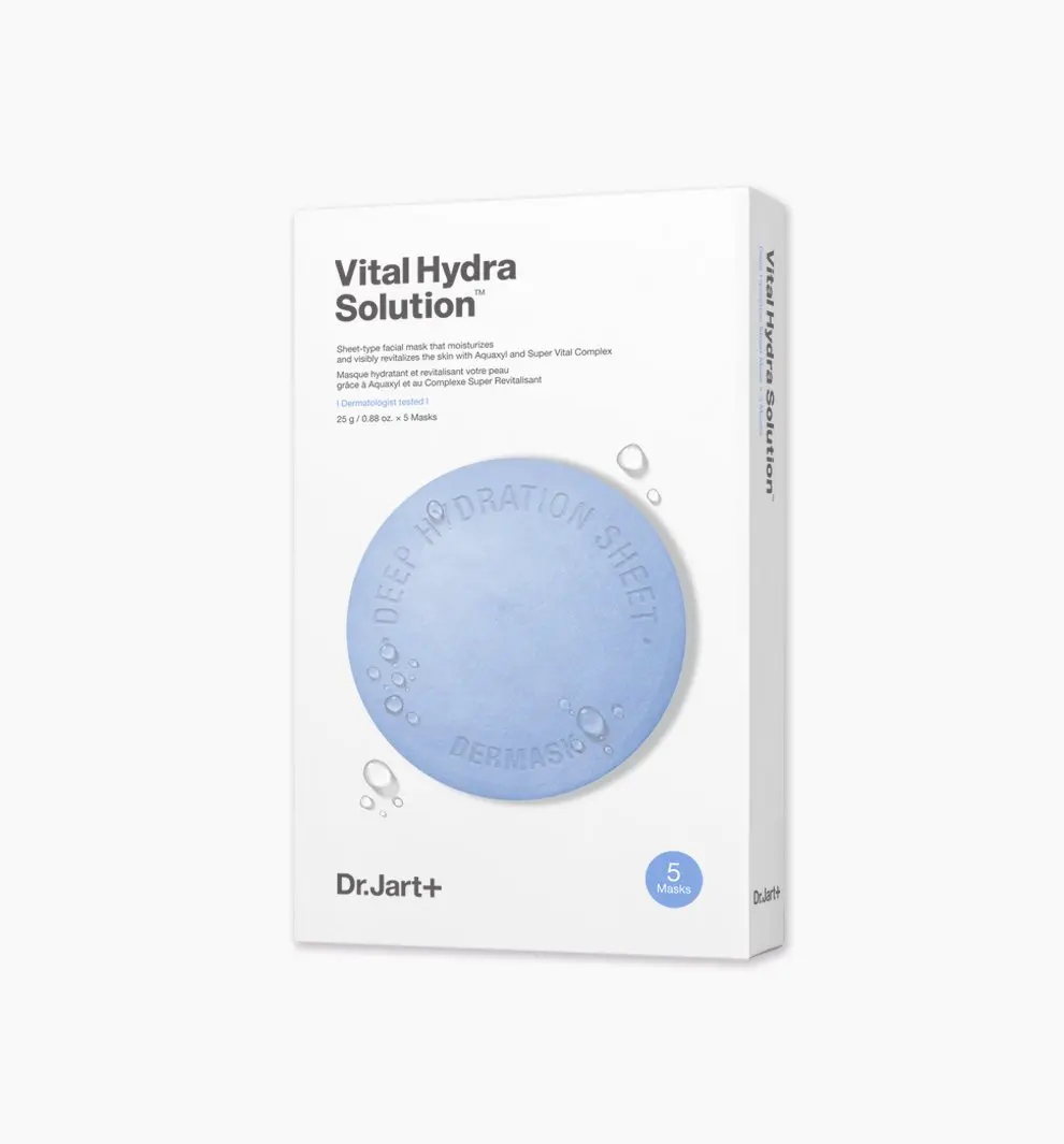 Dr. Jart + Dermask, листы с раствором Гидры Vital, лучшая корейская косметика, оптовая продажа