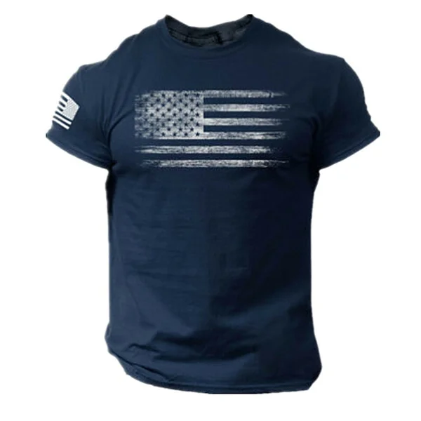 USA Distressed Flag Men T Shirt Patriotic American Tee
