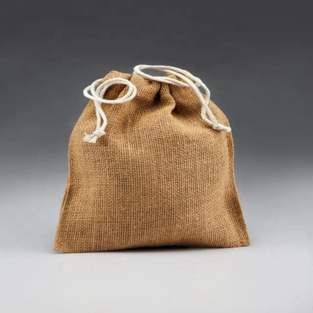 Eco friendly customized quality printed burlap jute drawstring bag High Quality Wholesale Hessian Drawstring Gift Bag
