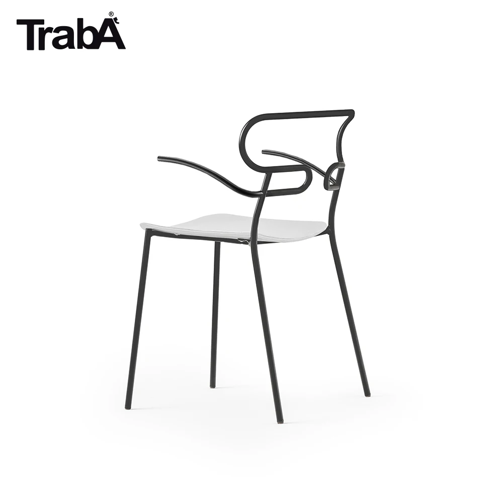 Top Quality stackable Armchair metal frame wood seat