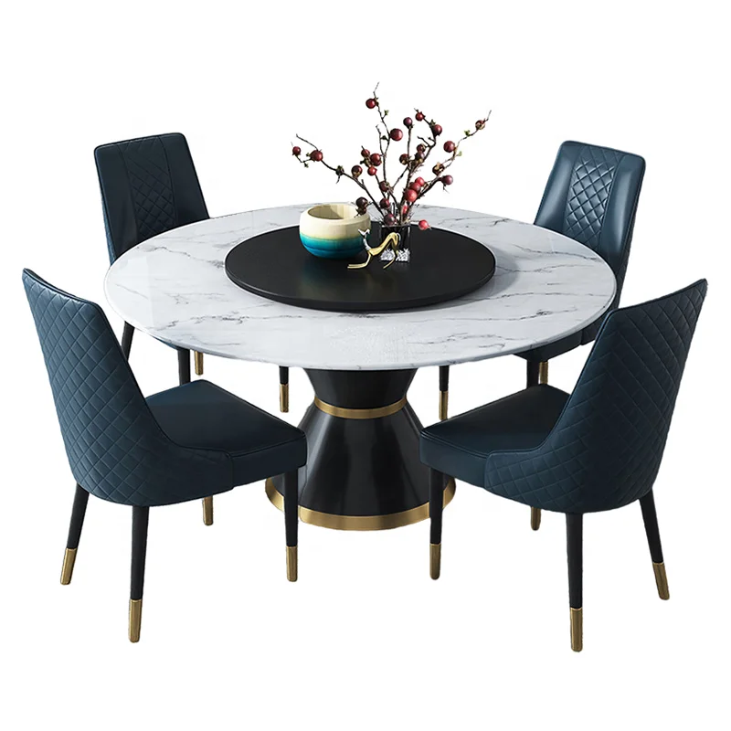 Итальянский круглый белый мраморный обеденный стол