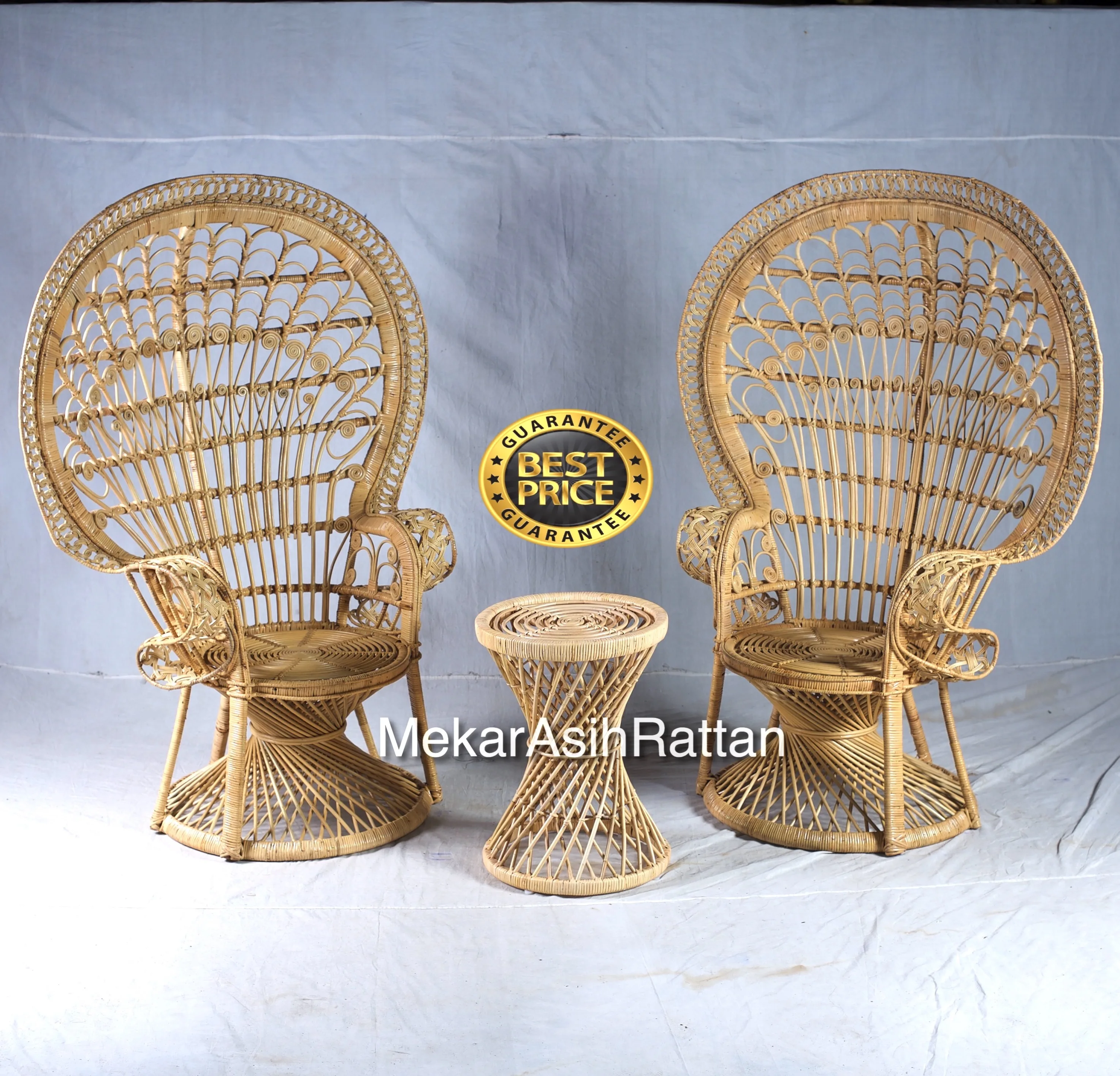 Плетеный стул из натурального ротанга с павлином cirebon для дома и