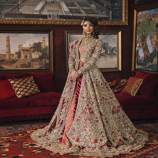 
The All New Designer Heavy Work Lehenga for Women Wedding Dress Bridal Gown 2021Wedding Dresss for Bride Long Leeve 100% Cotton 