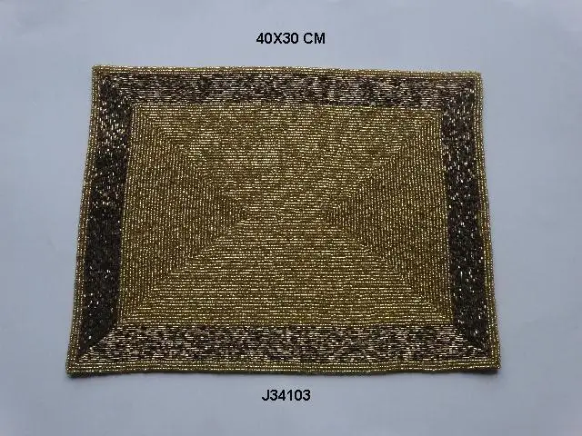 
Glass bead place mats with gold and black patterns other patterns available 