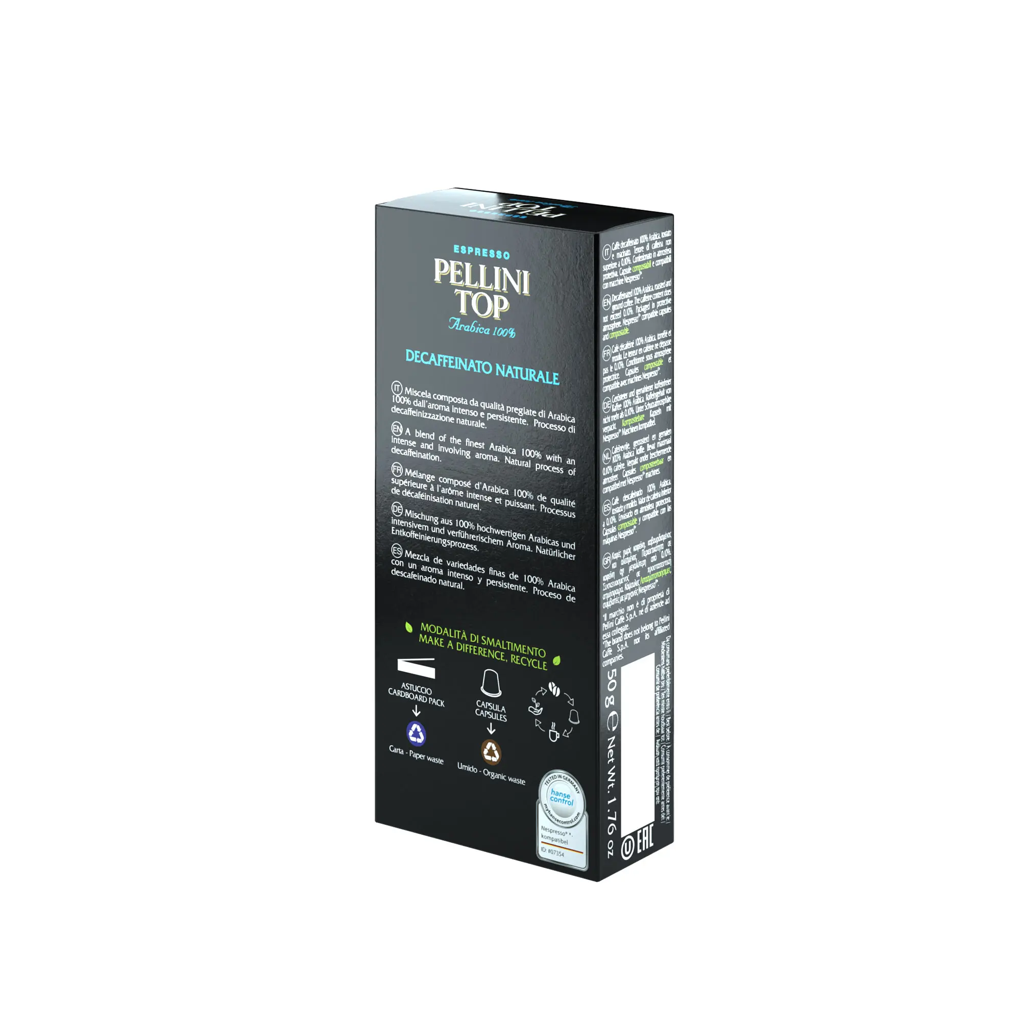 High quality Italian 100% Arabica Decaffeinated Coffee 10 Capsule Nespresso Compatible Coffee Capsule for Espresso