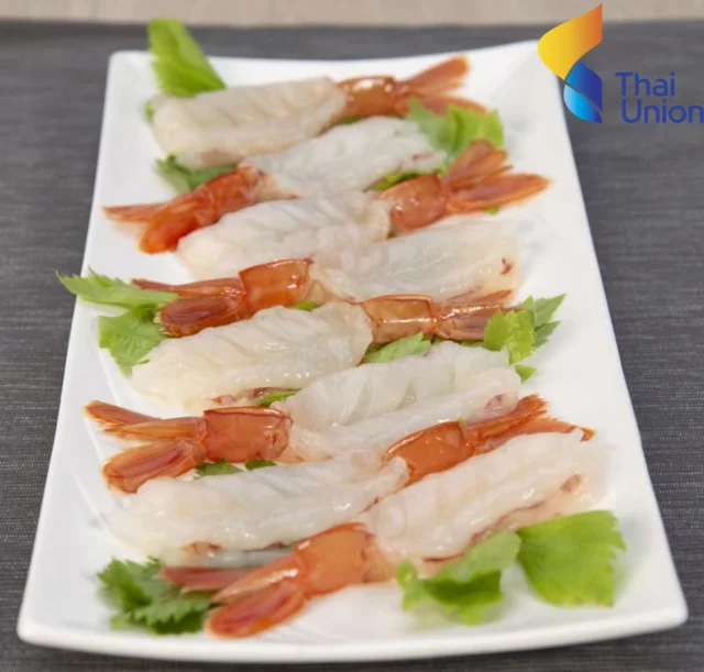 Top Product Frozen Seafood Raw Argentinian Red Shrimp for making sushi ready to eat made in Thailand by Thai Union Group