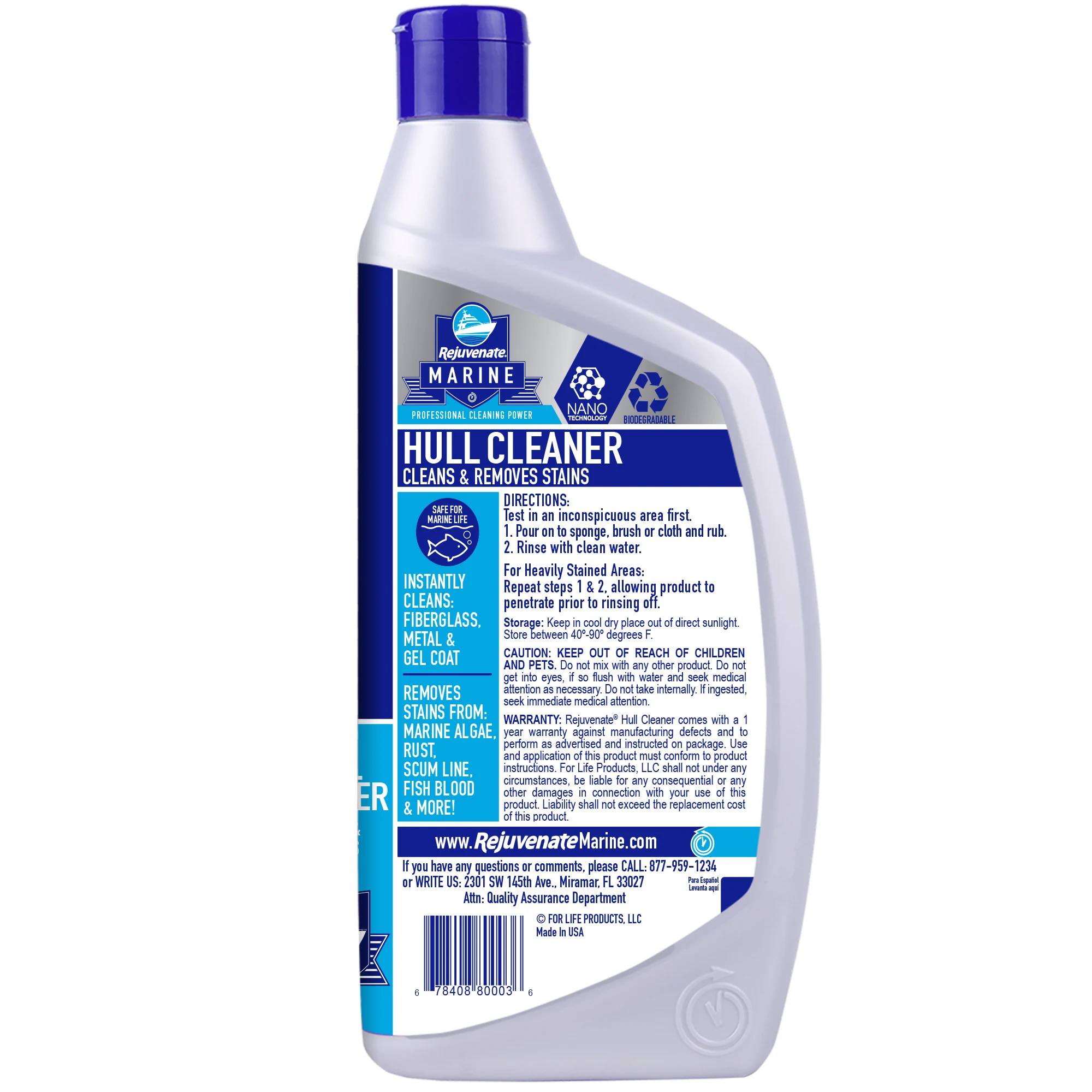 Remove Marine Algae Rust Reducing Potential Drag On Ship 32Oz RM-32HC Rejuvenate Marine Hull Cleaner