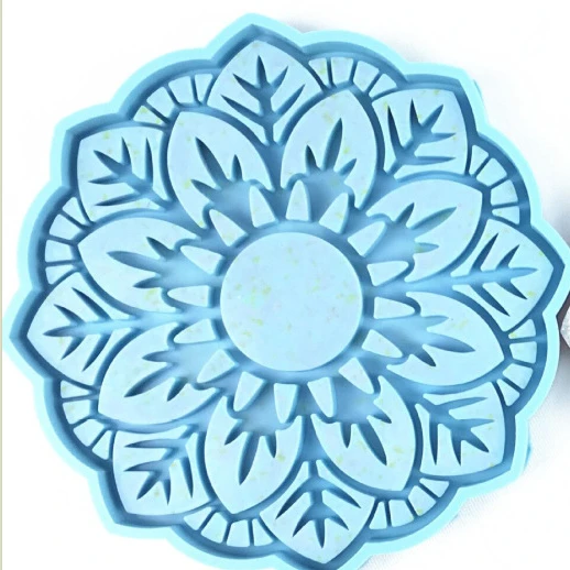 
Large size lotus flower Round Tray Coaster Mold Cake Dessert Stand Silicone Resin Mold Geode Epoxy Craft Casting Mold 