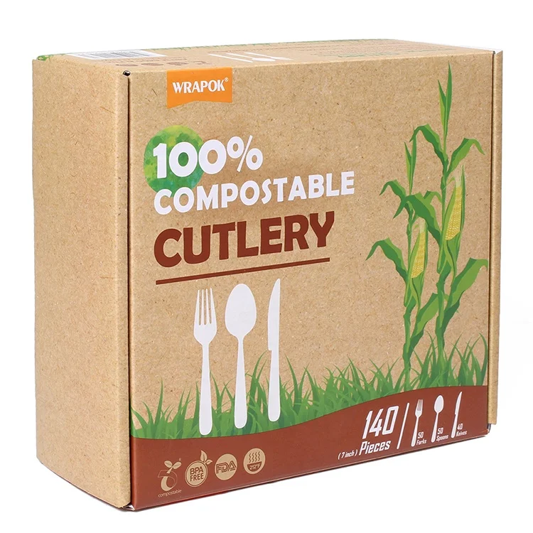 Disposable Corn Starch Biodegradable Plastic Compostable PLA Cutlery Set