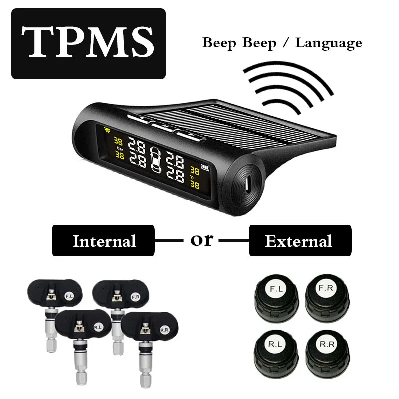 PA New Arrival Auto Car Dual Power Solar Wireless external TPMS sensor