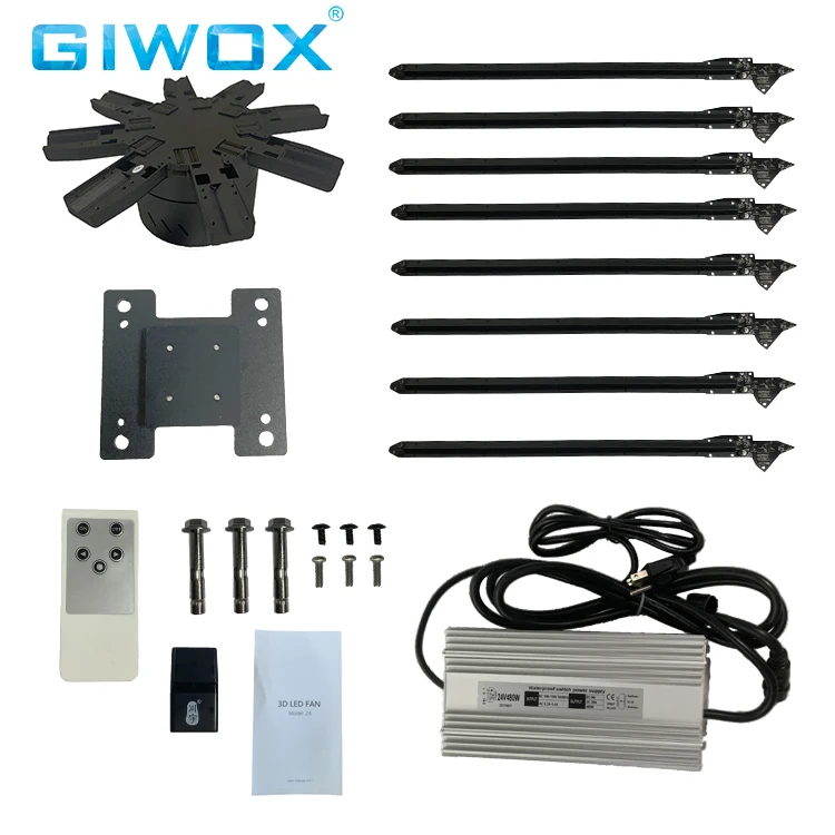 Giwox largest 3d led fan high resolution biggest synchronization 3d hologram fan for outdoor advertising