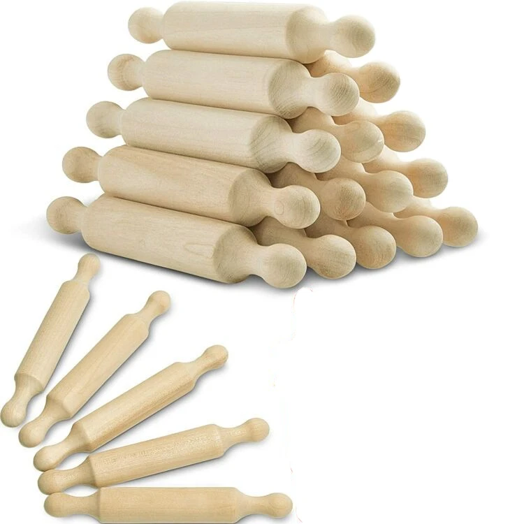 Amazon Top Seller Natural Food Grade Rolling Pins Wooden Children Home Kitchen Toys