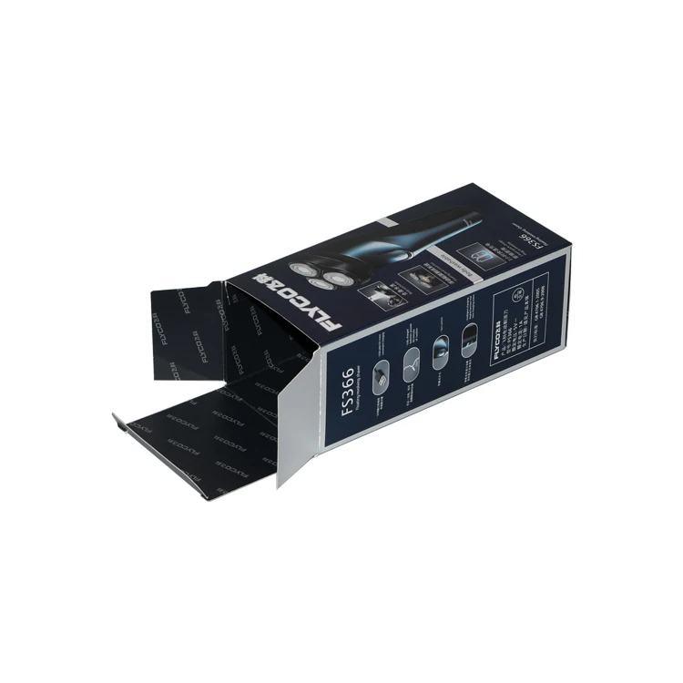 Shenzhen Factory Custom Elegant Black Folding Cartons Paper Box with Logo Printing for Electronics Packaging