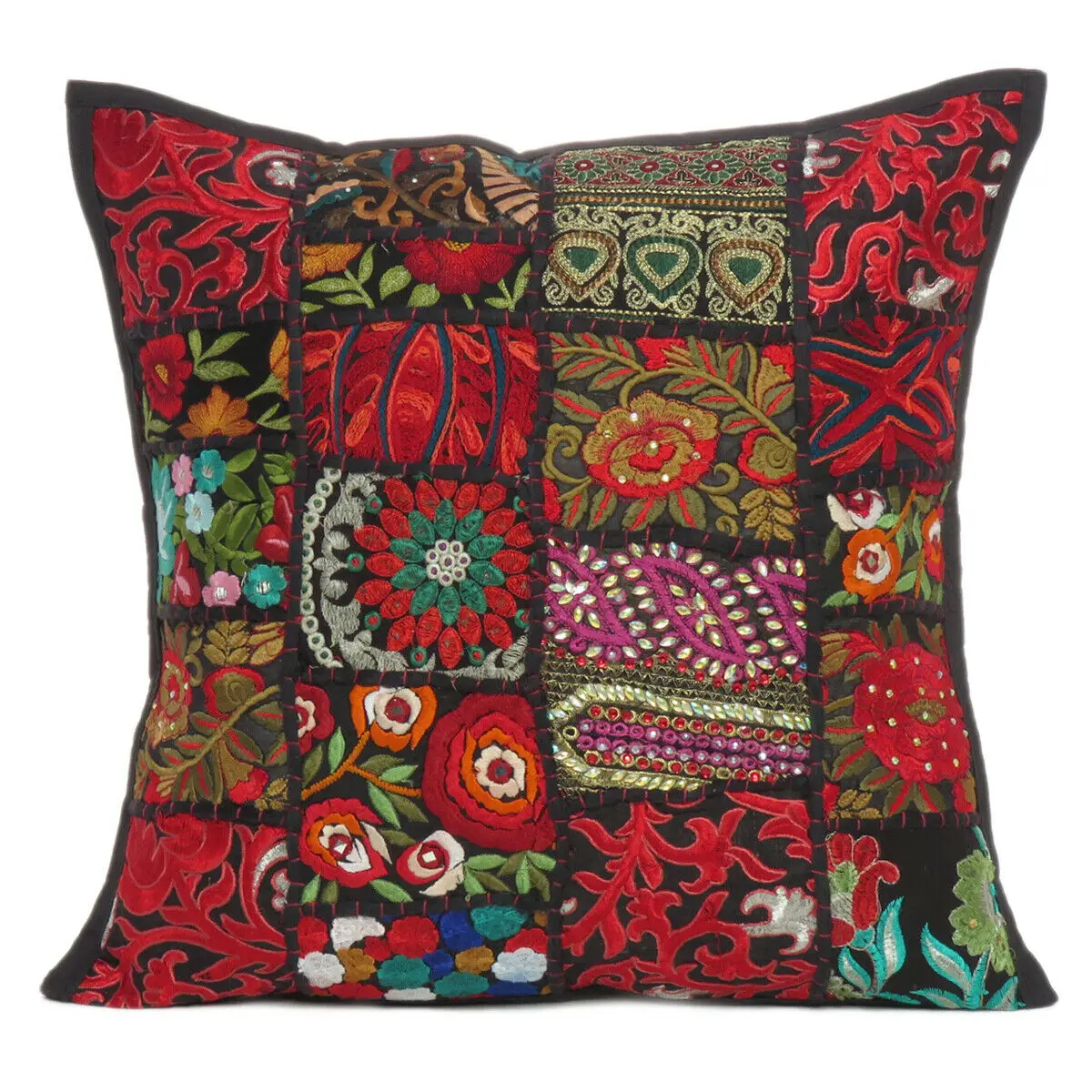 Kantha Print Square Shape Comfortable Head Rest Sofa Cushion Pillow Case Cover antique cushion cover