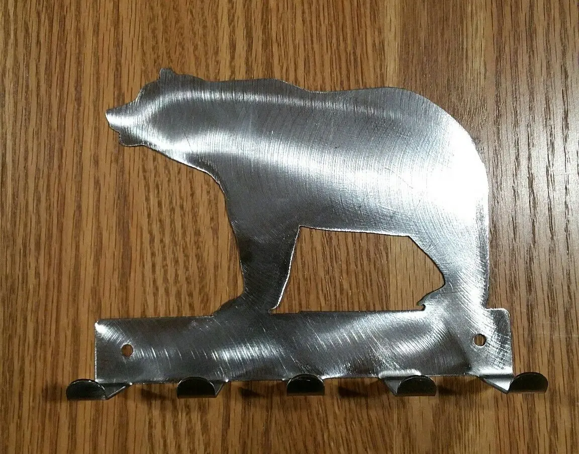 Bear and Bird Shape Metal Key Holder Hooks Home Wall Hanger Decor for Front Door Kitchen Garage Ready to Hang With 5 Hooks