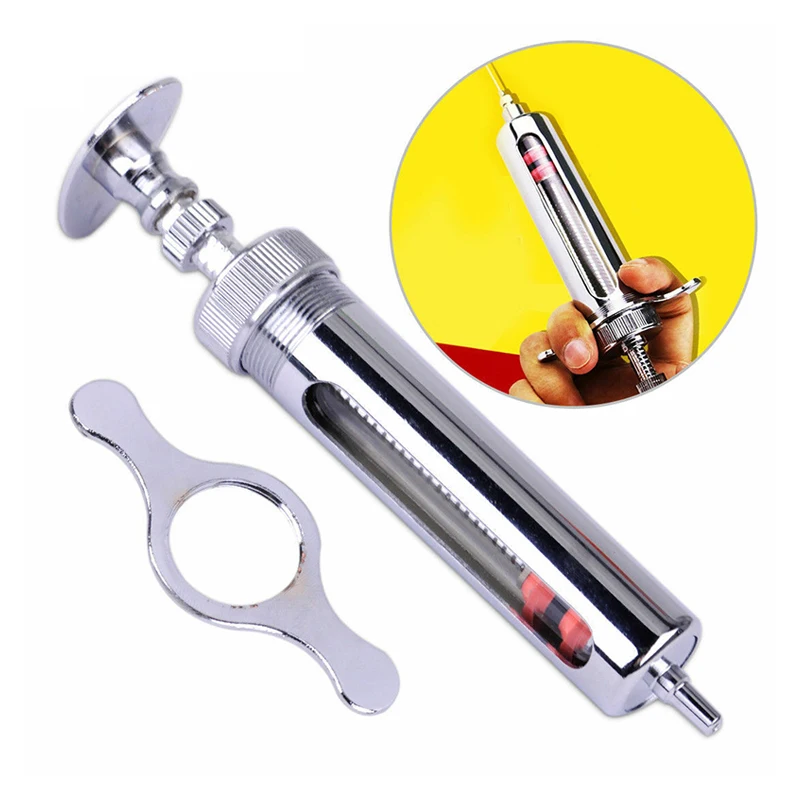 Veterinary Syringe Injection Glass Sampler Livestock Stainless Steel Instruments