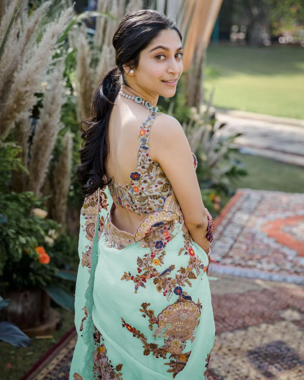 Presenting  Our Super Hit Latest Saree Collection in 2 Co lours Premium Organza Silk and  Diamond Work in saree with blouse