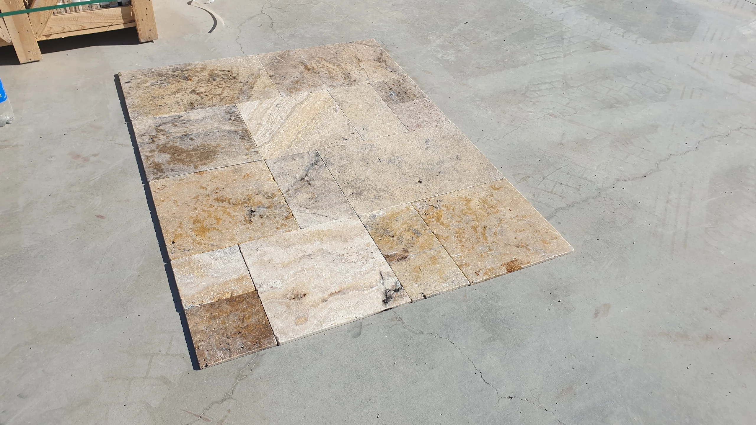2023 Scabas Travertine French Pattern Set Tumbled New Model Product Premium Quality Turkish Model Made in Turkey CEM-FPT-08