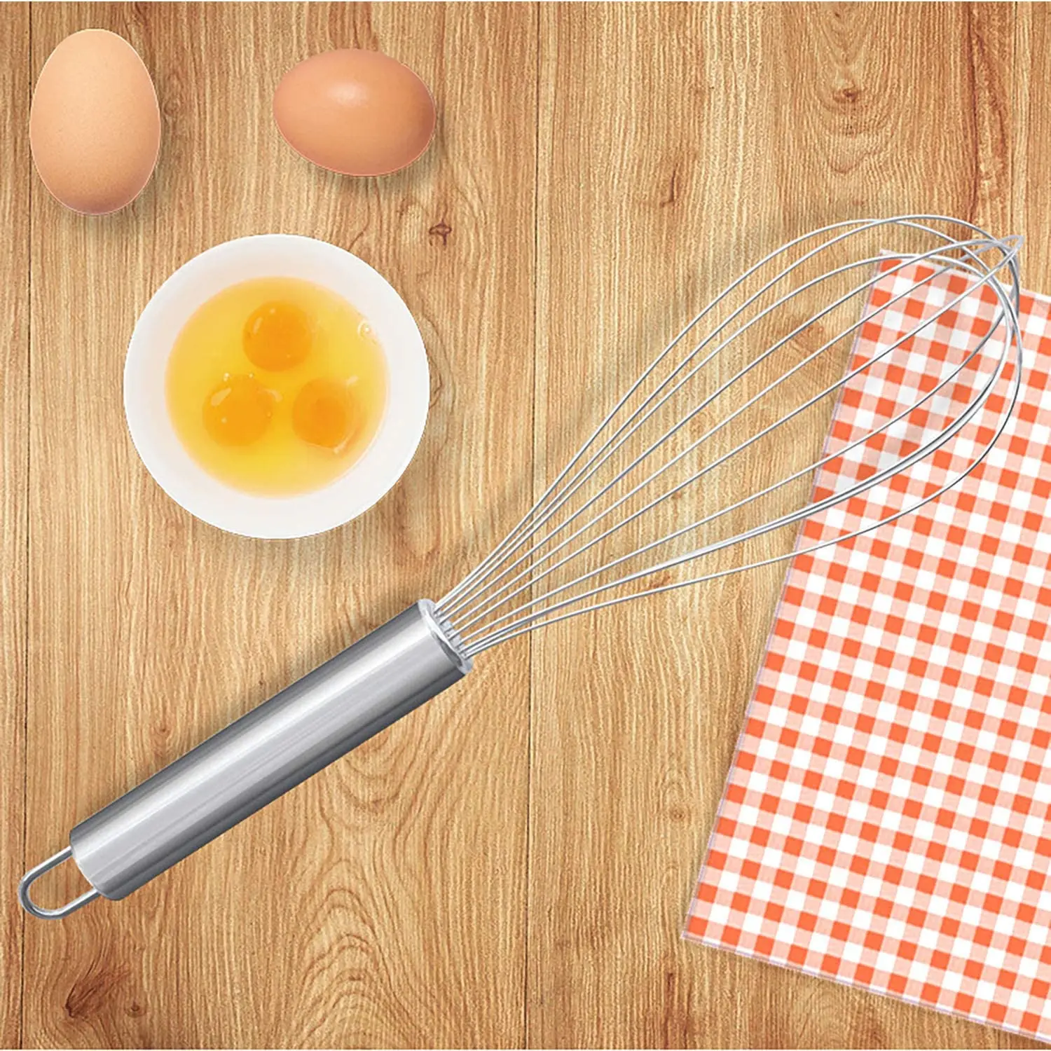 Factory Direct Kitchen Accessories Food Grade Stainless Steel 12 Inch Manual Egg Whisk