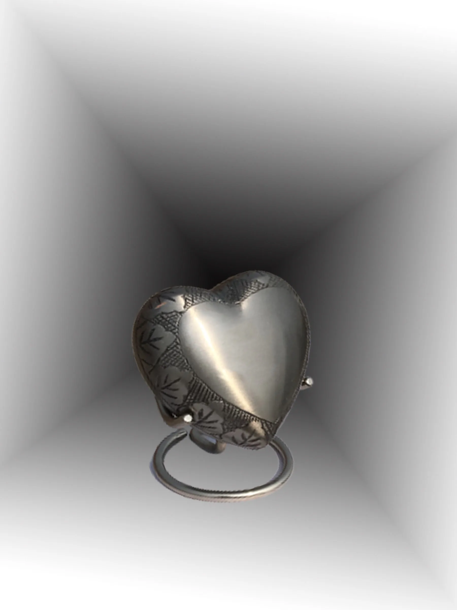 Ravishing Brass Heart on Stand with Hand Carved Rose Designer Cremation Urn