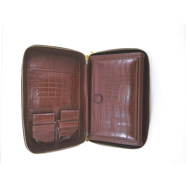 Portable cedar wood lined alligator pattern leather cigar humidor cigar box