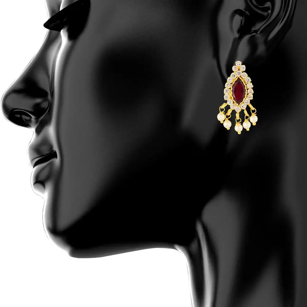 Indian traditional jewelry wine red and white oval shape stone designer pearl necklace set for  bridal
