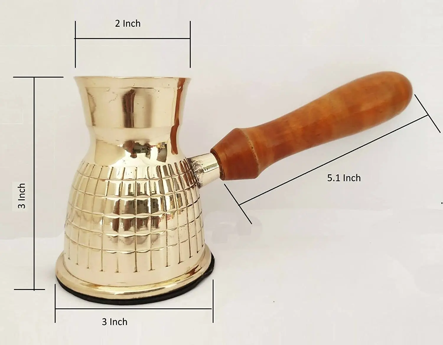 Golden Turkish Greek Arabic Coffee Pot Brass Metal Coffee Maker Cezve Ibrik Briki with Wooden Handle For Home and Restaurants