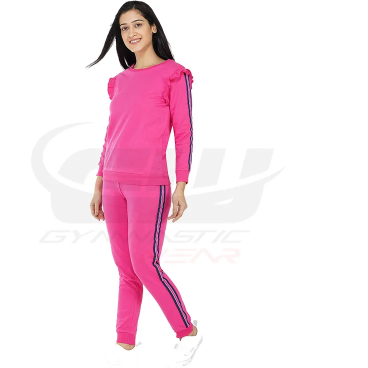 Women pink color plain color jogging track suit set