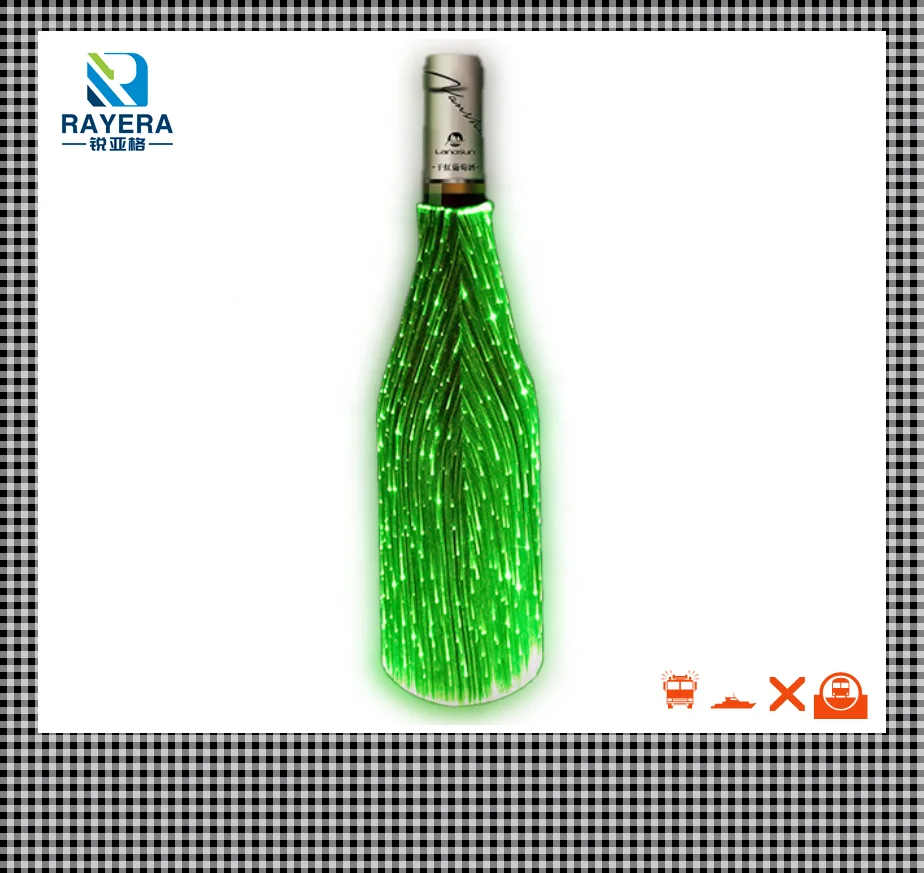 Led Wine-bottle Wrap Dresses Festive Packaging Wedding Favors Drawstring Pouches Fiber Optic Water Bottle  Bag Color Glowing