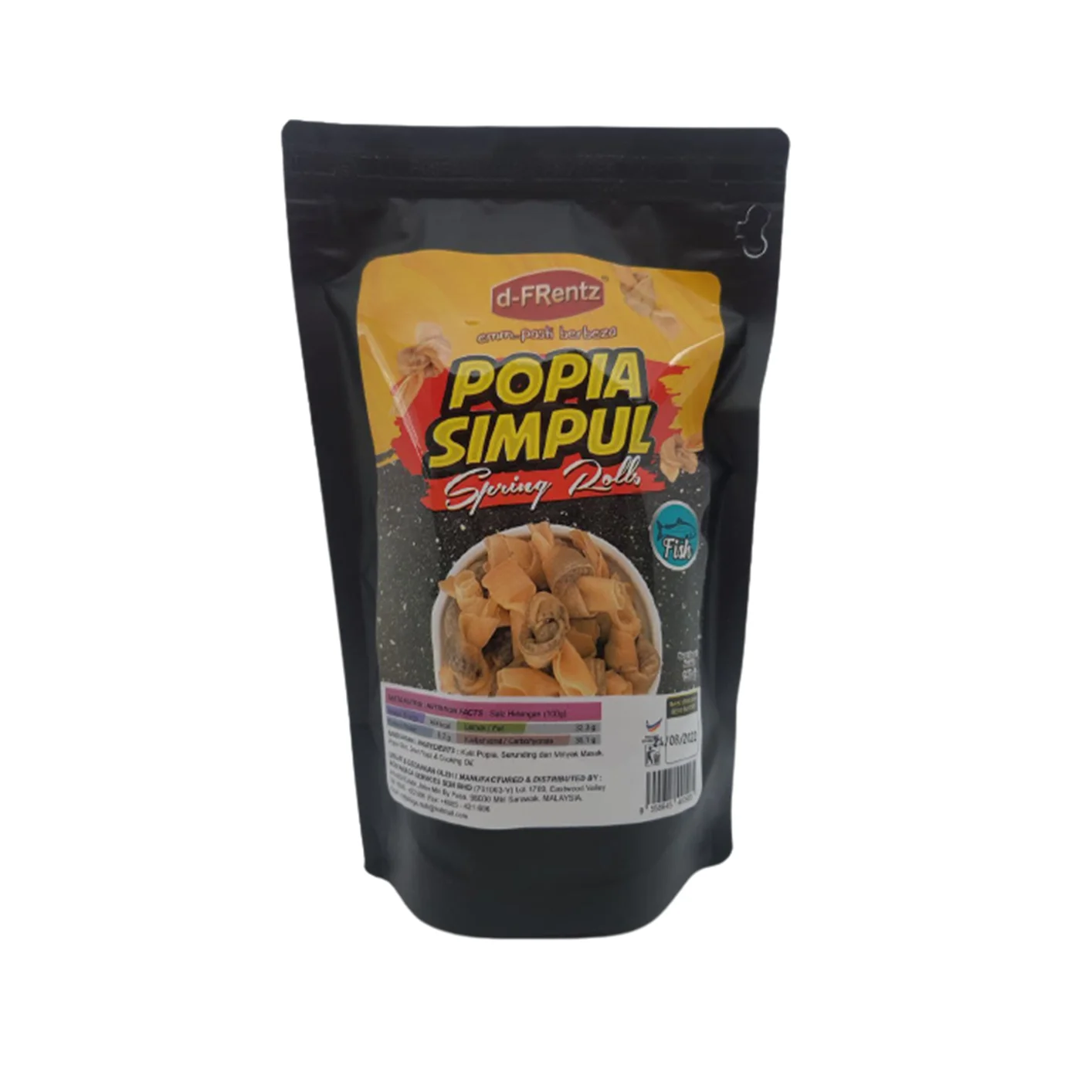 Wholesale Fish Spring Rolls Cracker Super Crispy Spring Roll Pastry Popia Simpul Ikan Snacks 150GM 15 Packets Per Box