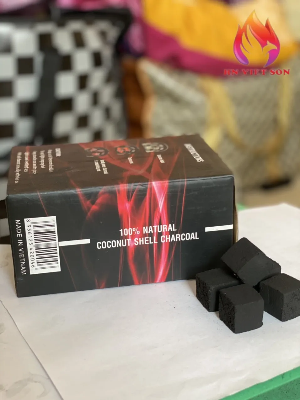 Вьетнам без запаха 25*25*25 мм кокосовый уголь для кальяна кубический