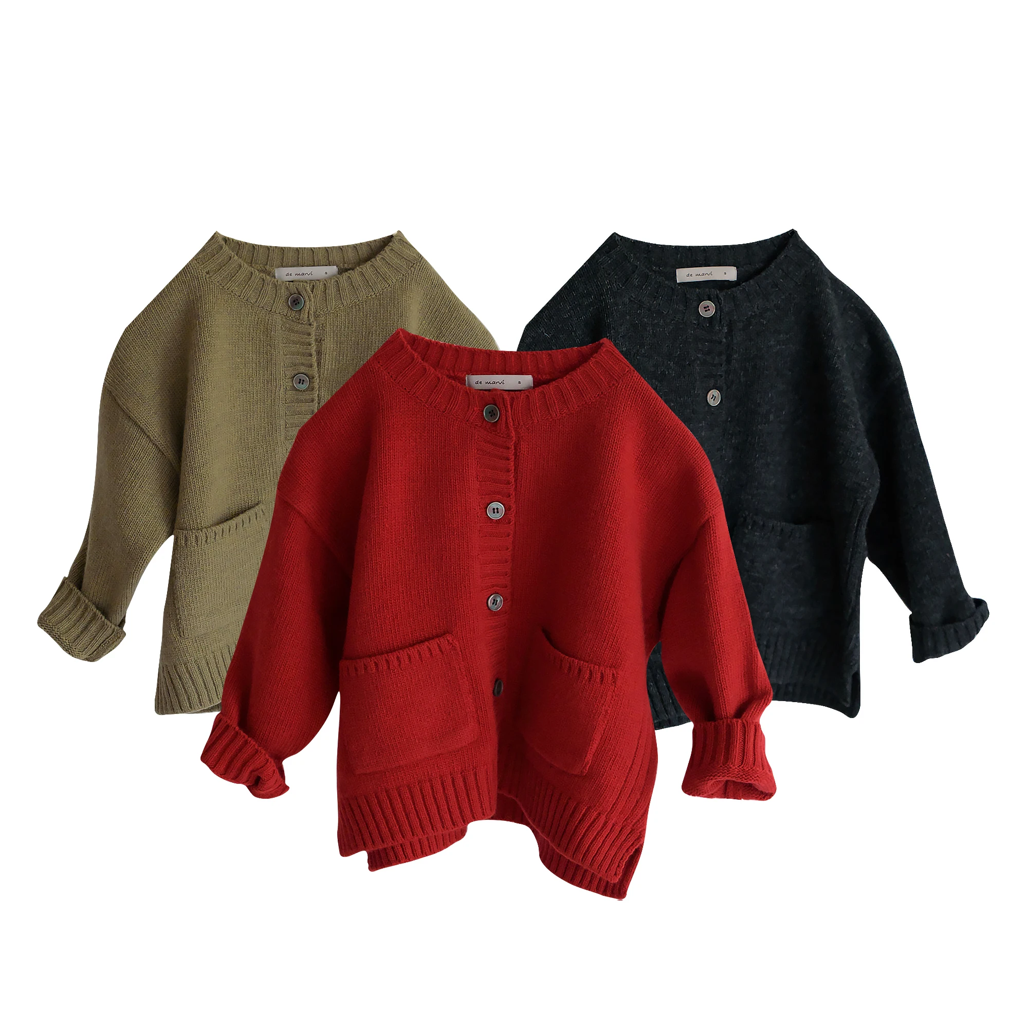 DE MARVI Baby Kids Cashmere Wool Knitted Cardigan Sweater with button Girls boys Clothing OEM Wholesale MADE IN KOREA