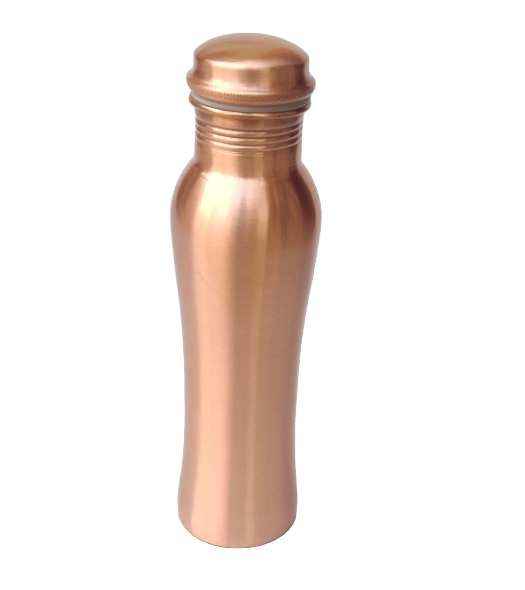 New Design 32oz Sports Curved Copper Water Bottle Matte Finished Joint Less Leak Proof  Vessel Healthy Metal Flask