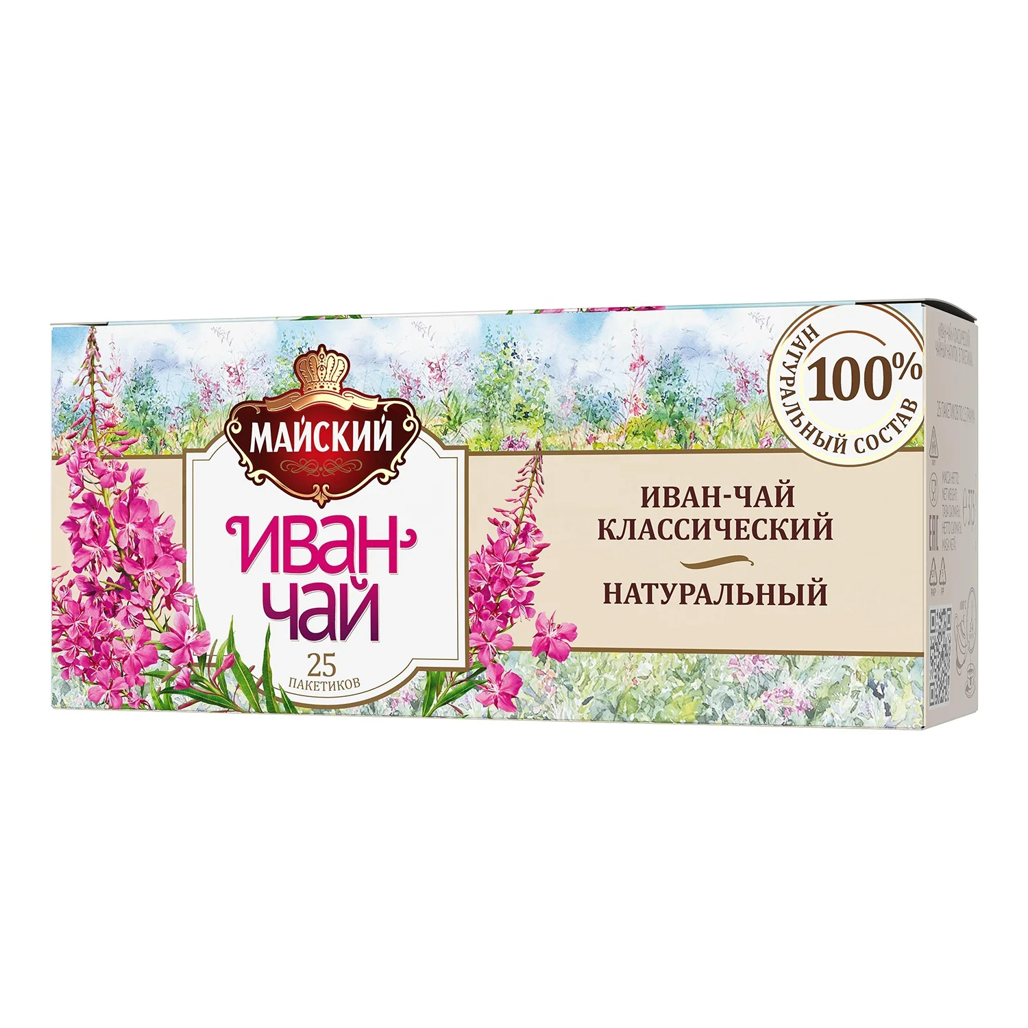 
 Традиционный русский чай Maysky «классический вилловашб», 25 чайных пакетиков в упаковке, избранные лекарственные травы для 100% лечебного эффекта  