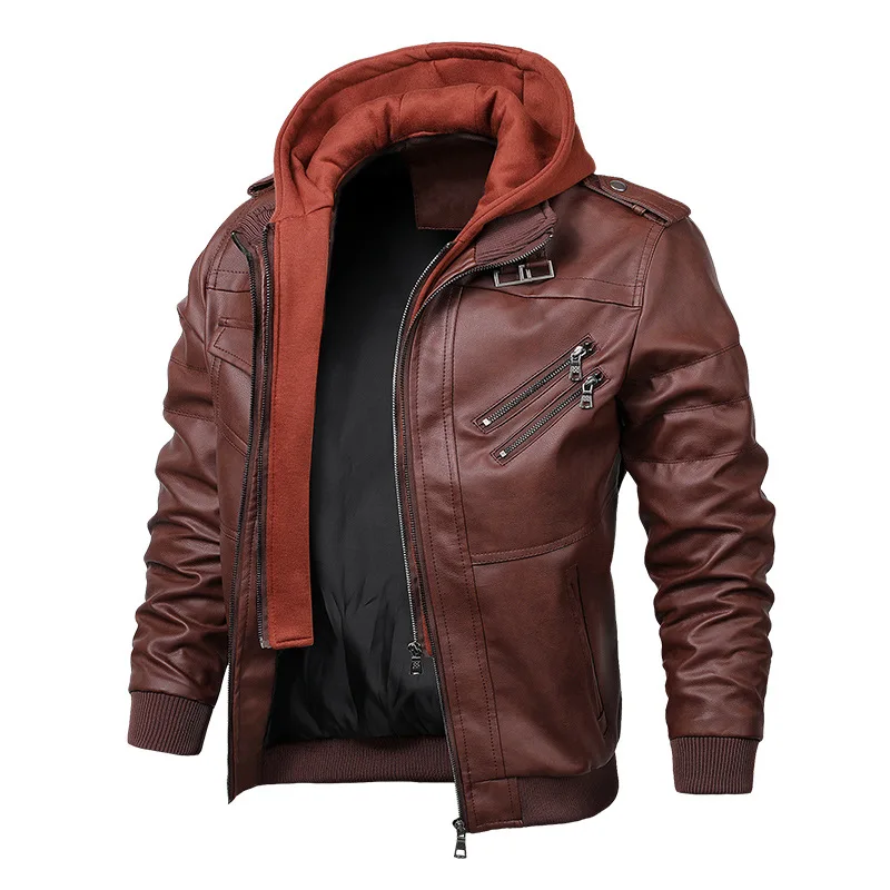 
Retro Style Brown Lather Man Motorcycle Leather Jacket Hot sale products 