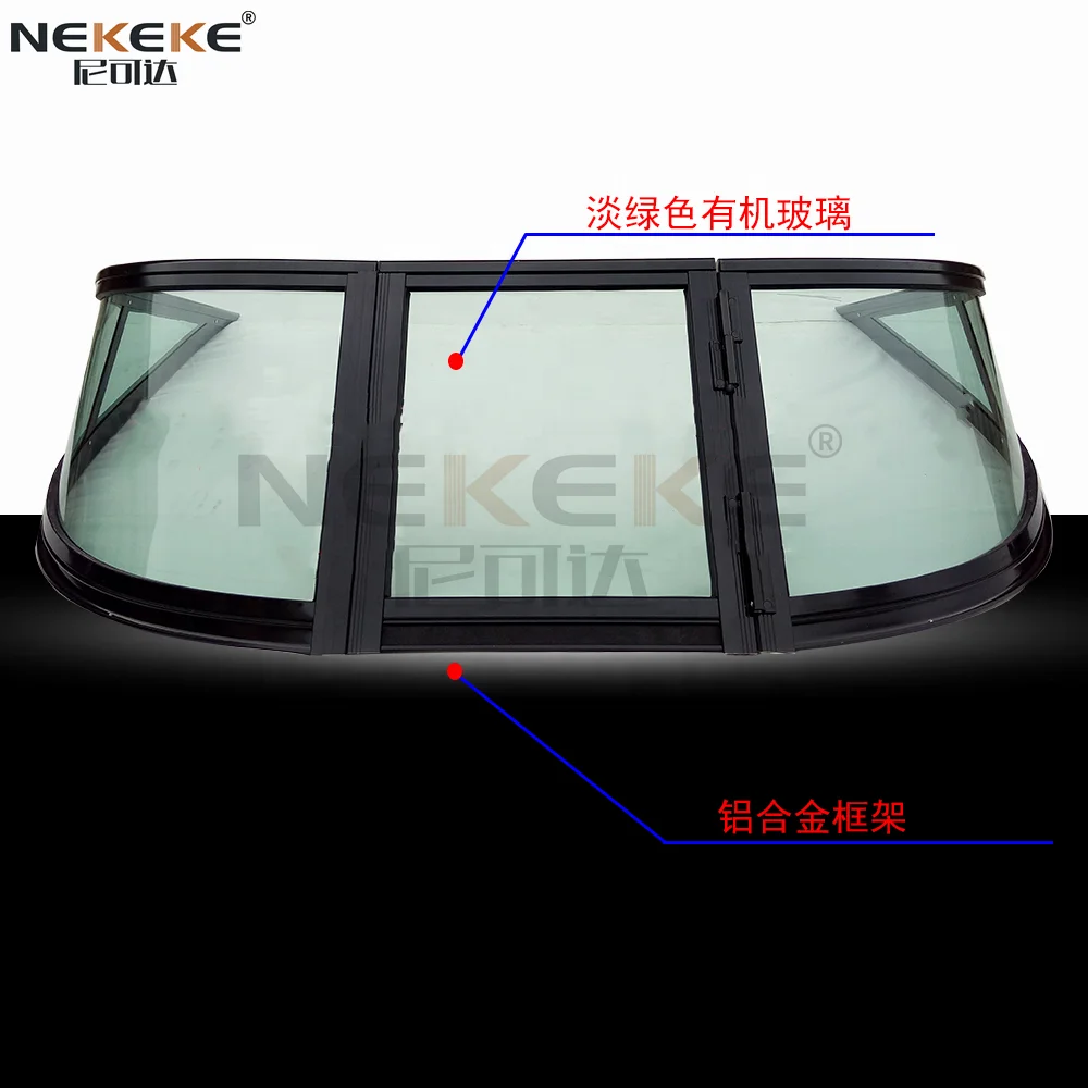 marine boat  Hardtop Yacht Black Aluminium Alloy Frame + 3 mm Light Green Glass