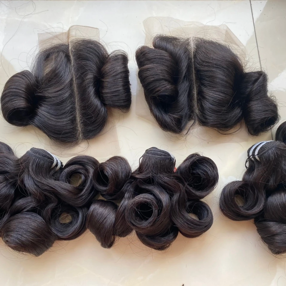 Grade 10A 9A Hair Weaving Bundles Bouncy Curl Hair Weave Natural Cuticle Human Hair Double Drawn Funmi From Anluxhair