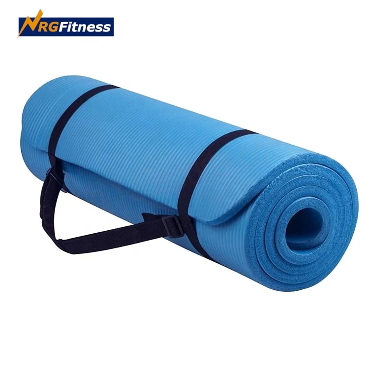 Yoga mat with custom screen print NBR with strap thick non-slip non-crumble high quality NBR yoga mat