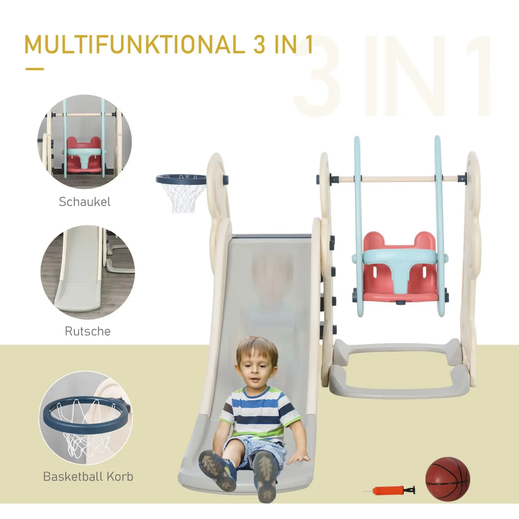 Wholesale Cute Design Hot Sale 3In1 Playground Set Slide Swing Outdoor Children Swing And Slide Set Plastic