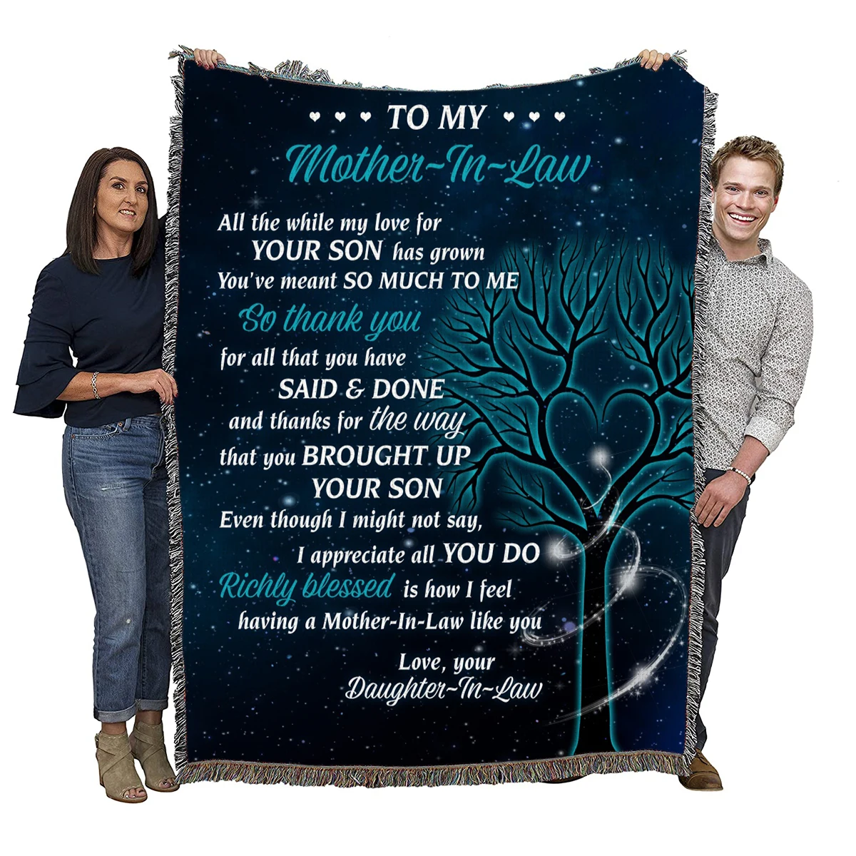 
To My Mother-in-law Woven Blanket Throw Woven Cotton Wholesale Drop Shipping 