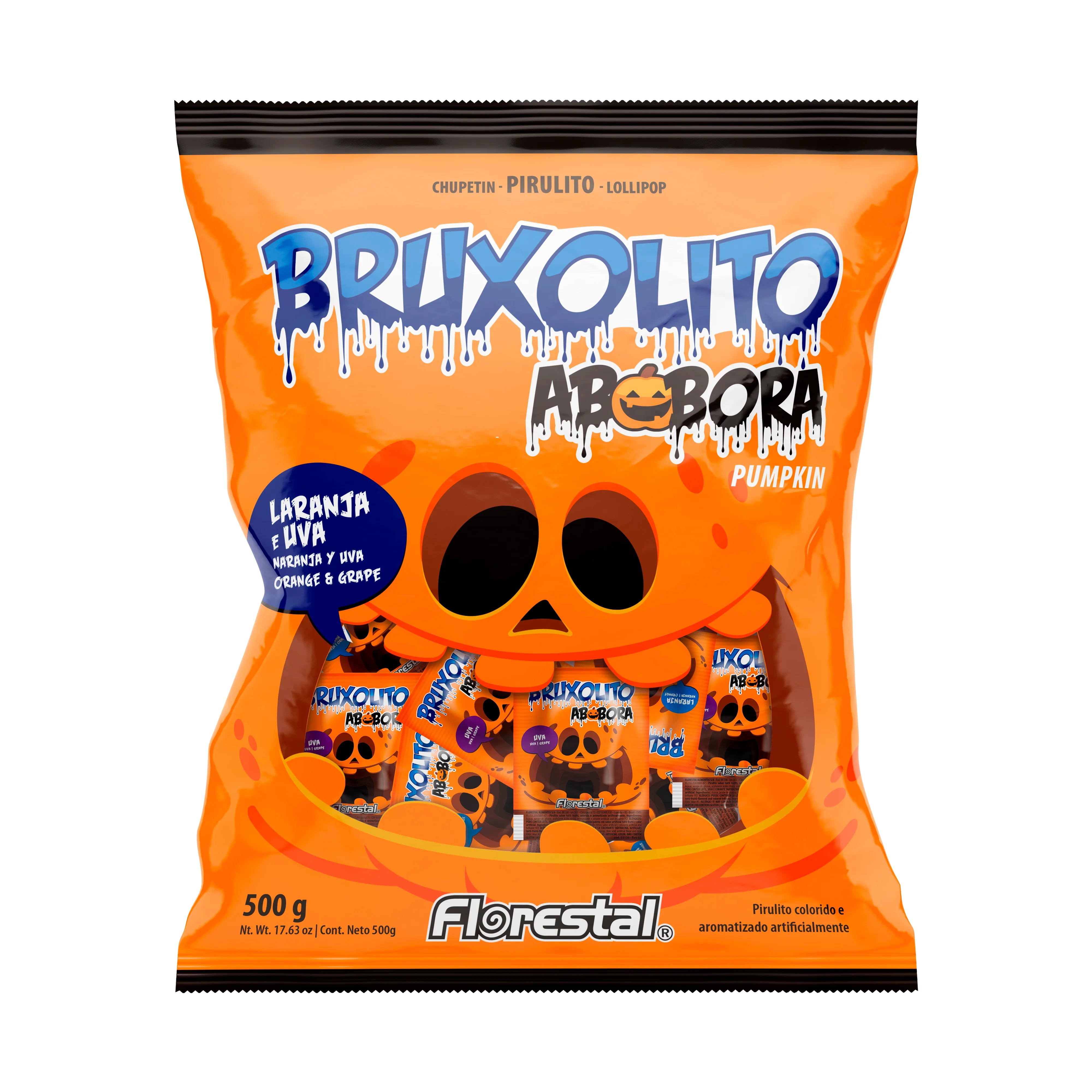 82110 - Bruxolito Pumpkin Grape and Orange Tongue Tattoo Pops 10g 24x50un