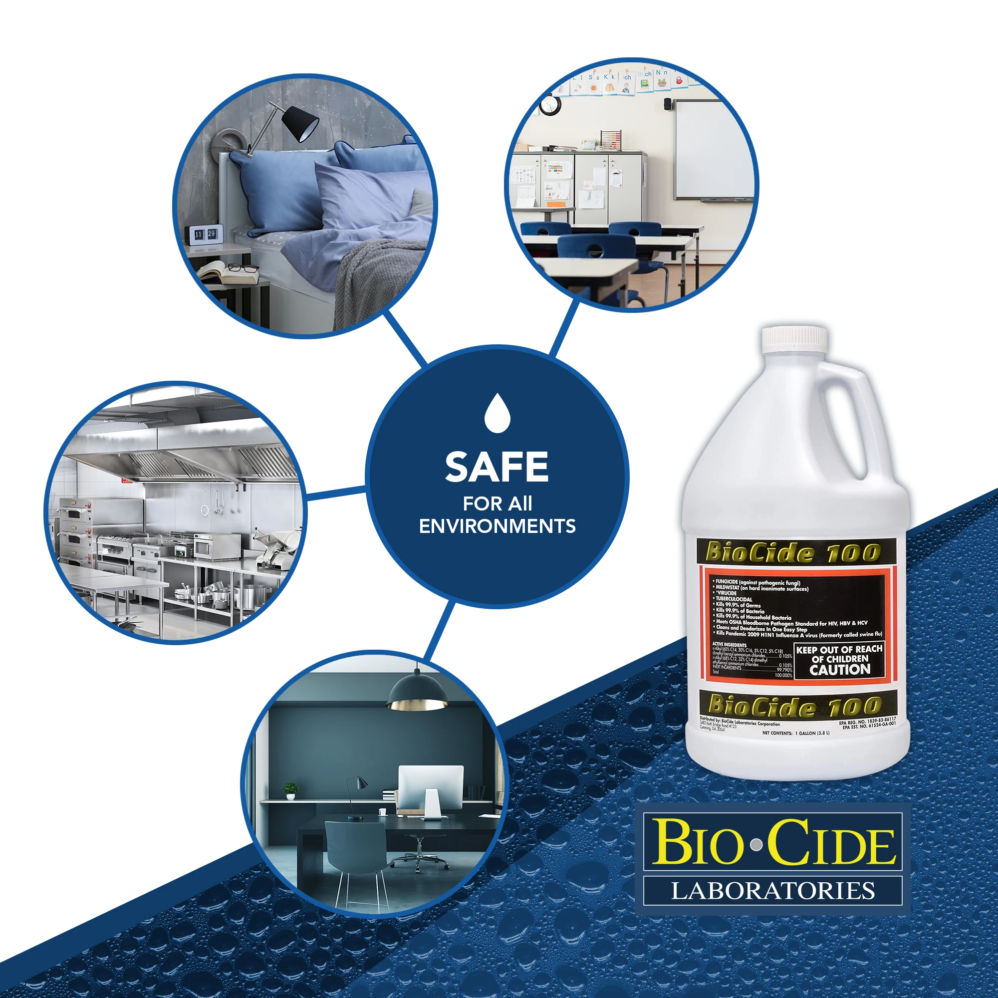 Biocide 100 Multi-Purpose Mold and Mildew Cleaning Spray DIY Mold, Mildew and Fungi Remover Eliminates Bacteria (1-Gallon)