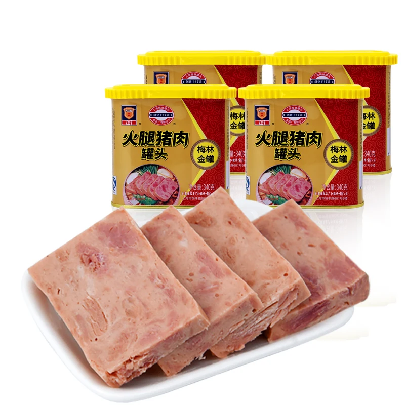 
Luncheon Meat Ham 340g Canned Pork Outdoor Camping Instant Pork Meat Wholesale 