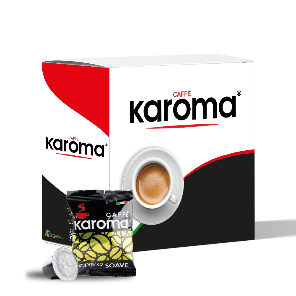 KAROMA SUAVE Blend Italian Coffee ARABICA Capsules Instant Coffee Organic Natural Coffee Bean Italian Roasted 100 Pcs Box Italy