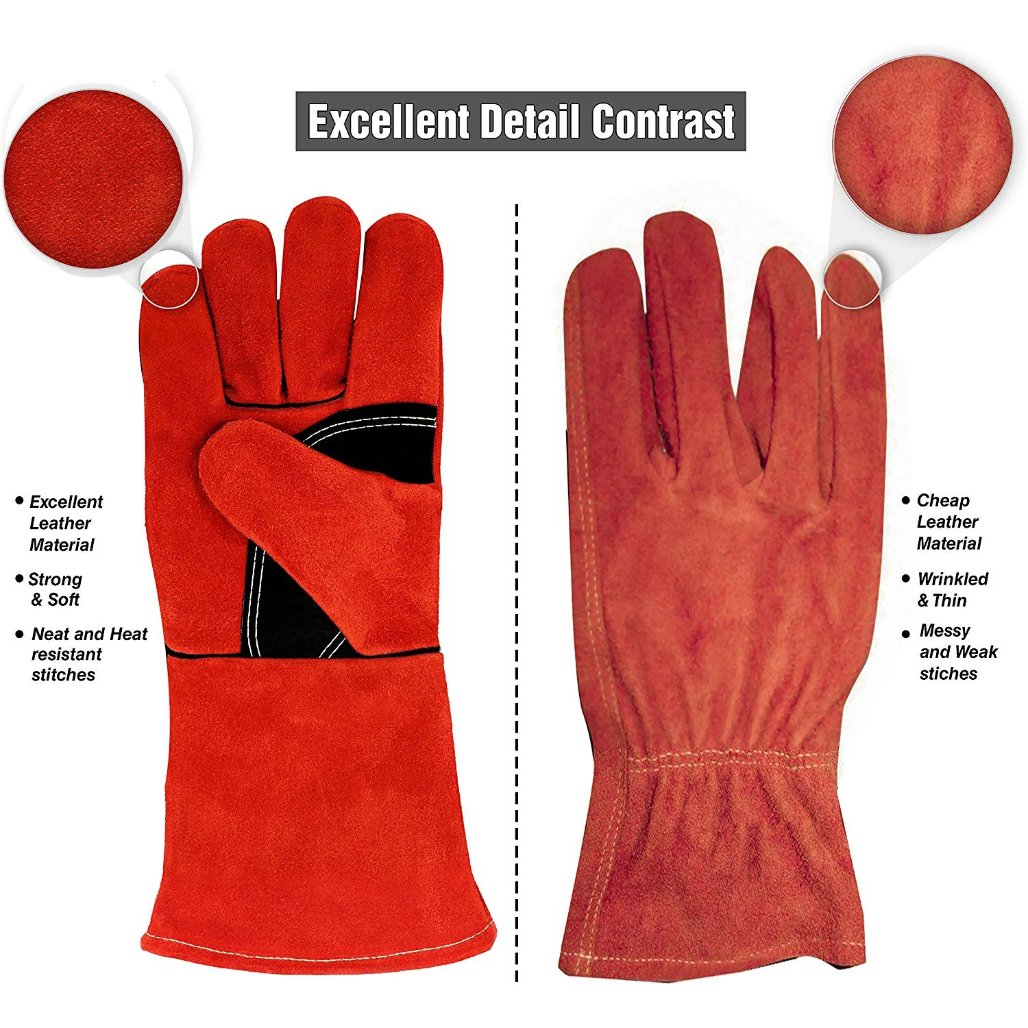 Leather Palm Cowhide split leather back Tag Welding Gloves With Cowhide Split Leather Gloves